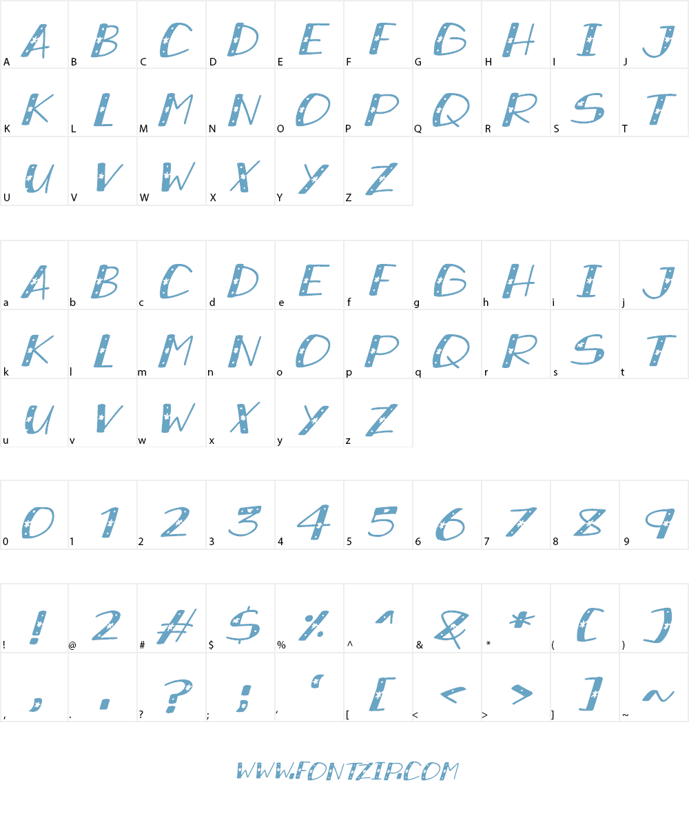 Snowy Sparkles Font Character
